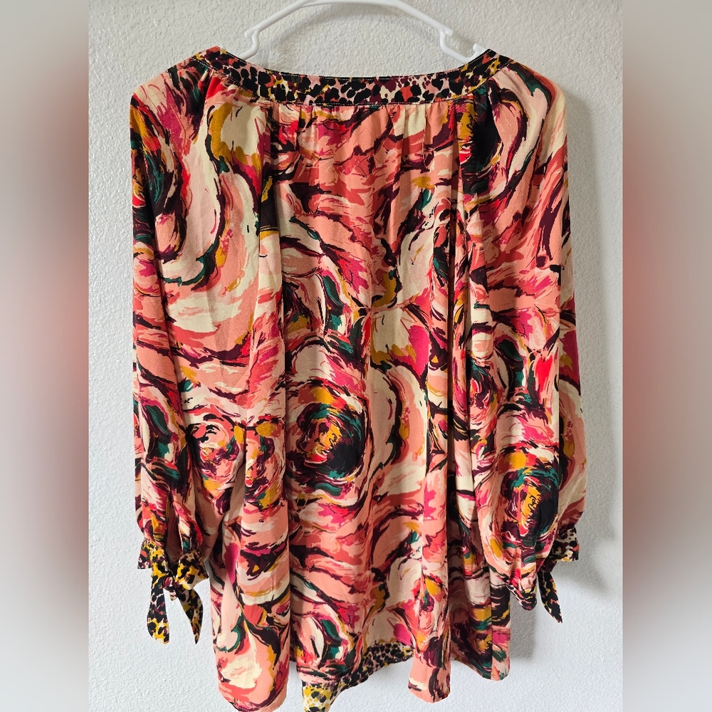Fig&flower Anthropologie plus 3/4 Sleeve Floral Print Blouse Size 3X - Picture 3 of 9